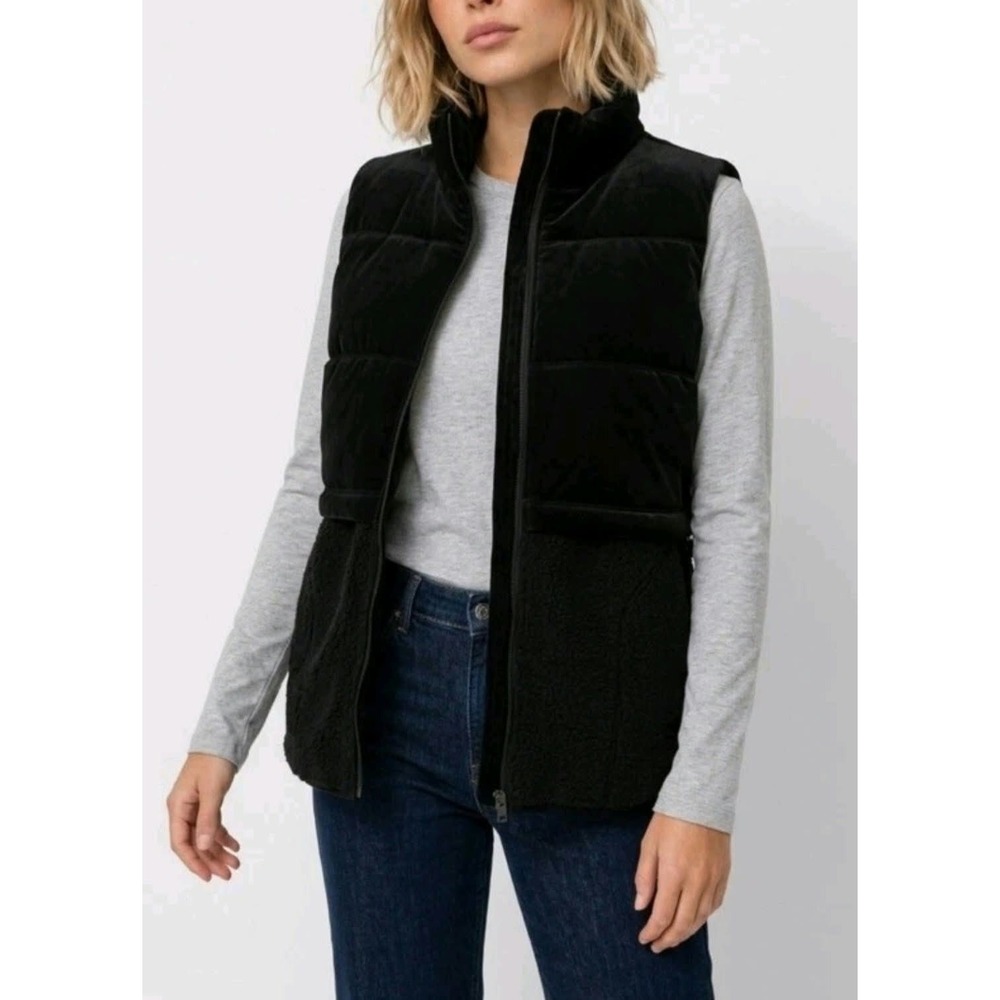 Spanx® Two-In-One Velour & Luxe Fleece Vest 50729R Black Medium NEW